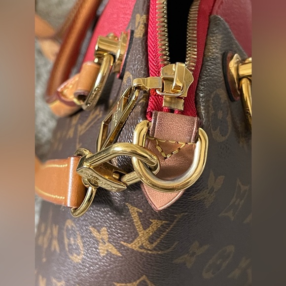 Louis Vuitton monogram V tote bag handbag Monogram Canvas and Leather Brown, Red - Picture 8 of 17